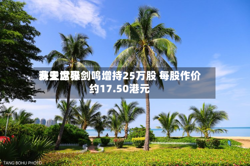 海天世界
获主席张剑鸣增持25万股 每股作价约17.50港元-第1张图片