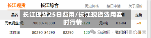 长江现货25日费用/长江现货费用实时行情