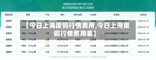 【今日上海废铜行情费用,今日上海废铜行情费用表】