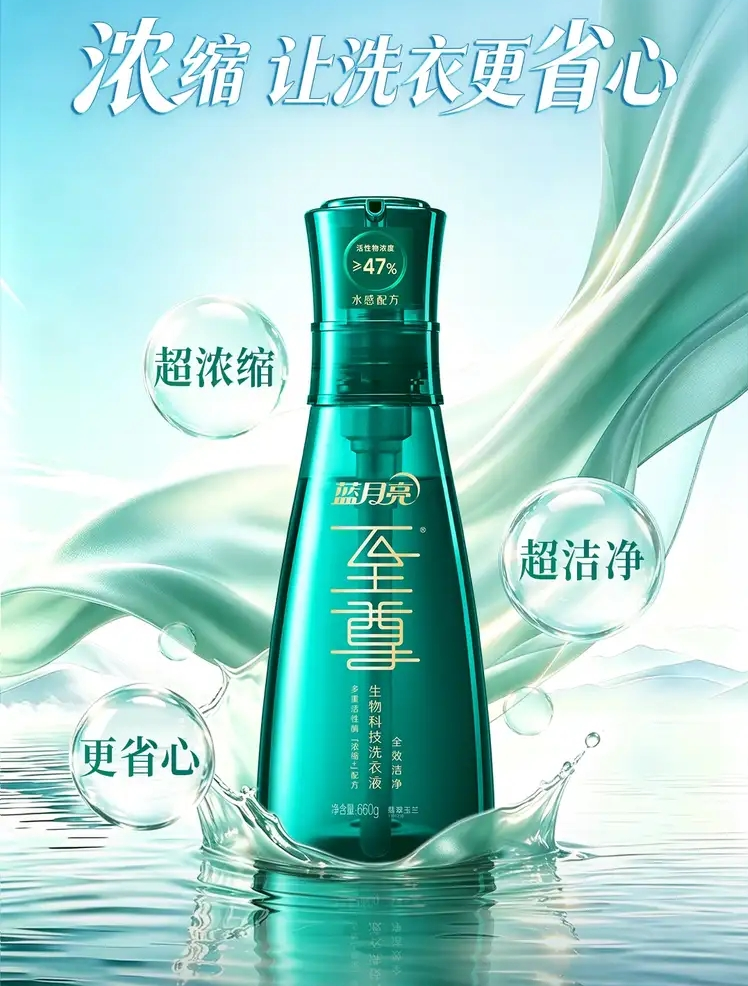 蓝月亮推出全效至尊洗衣液“翡翠玉兰”全新香型 浓缩战略驱动产品结构与经营质量双升级